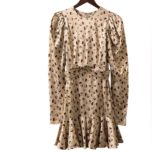 Rotate Shelly Dress Berry Stretch Satin Ruffle Flared Mini Sz 4 - Picture 2 of 12